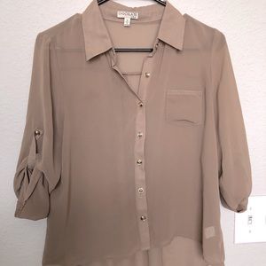 Tan Mesh Blouse